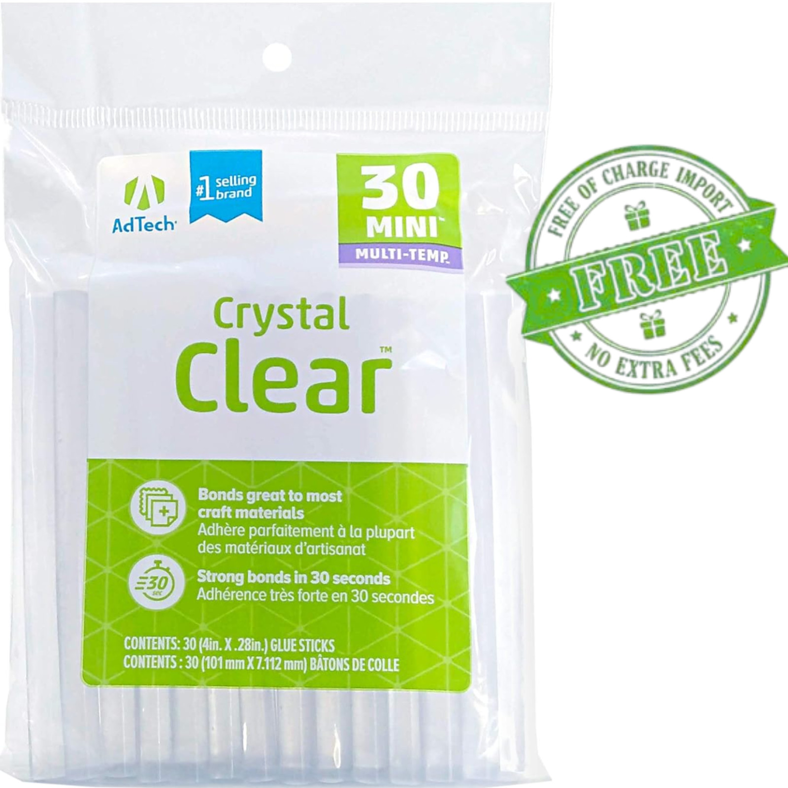 AdTech Mini Hot Glue Sticks 4 Inch Clear 30 Pack for Crafts DIY Glue Gun Repair