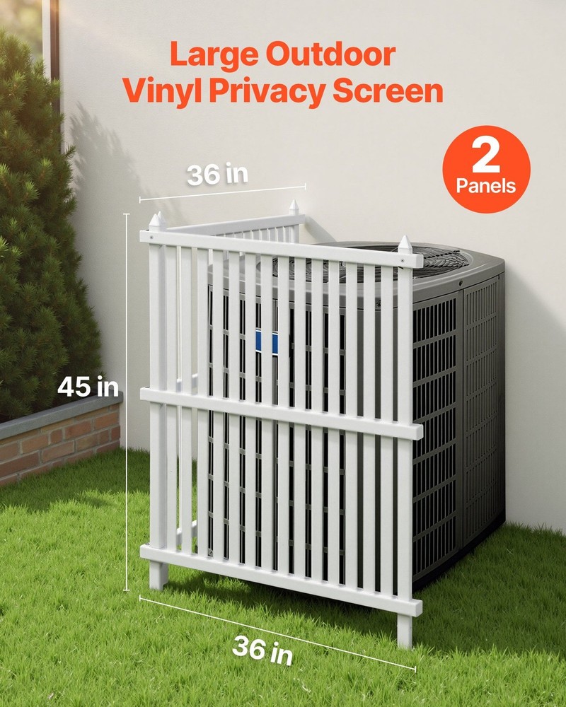 2-Panel Vinyl Privacy Screen 36x45in, Galv Stakes