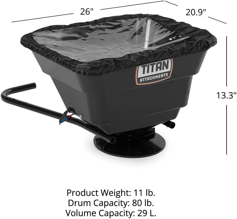 Titan Attachments 12 Volt ATV/UTV Broadcast Spreader, 80 LB Capacity, Poly