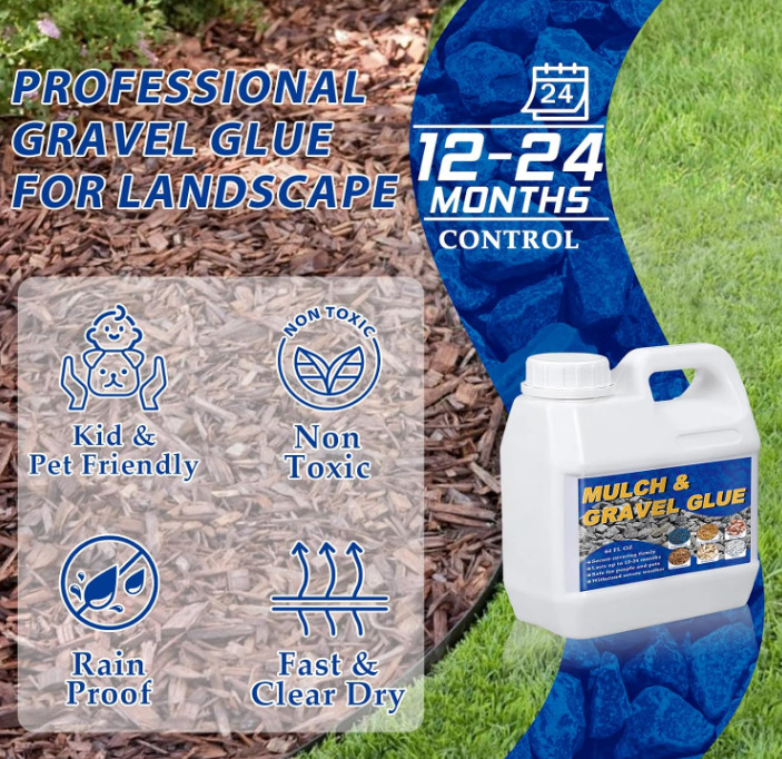 NEW! 128oz Mulch & Gravel Glue for Decorative Landscaping, Rock Stones Wood Bark