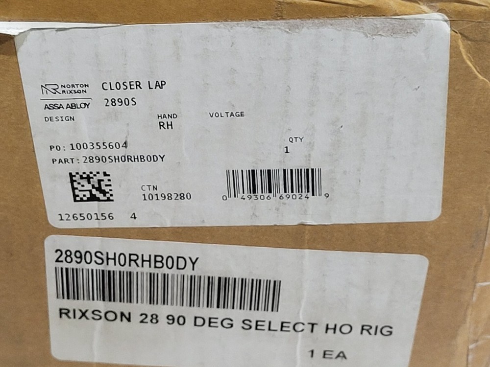 Rixson Assa Abloy 2890S Right Hand Closer Lap
