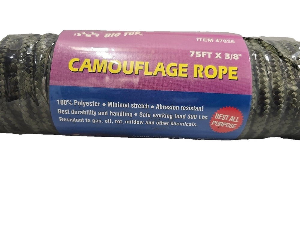Big Top Camouflage Rope 75ftx3/8"