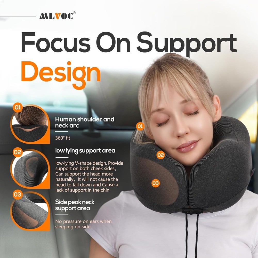 Adjustable Memory Foam Neck Pillow Bundle
