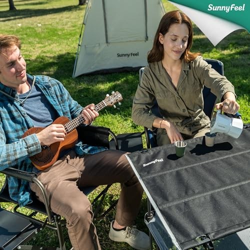 Folding Camping Table- Collapsible Portable Beach Table with 4 Cup Black