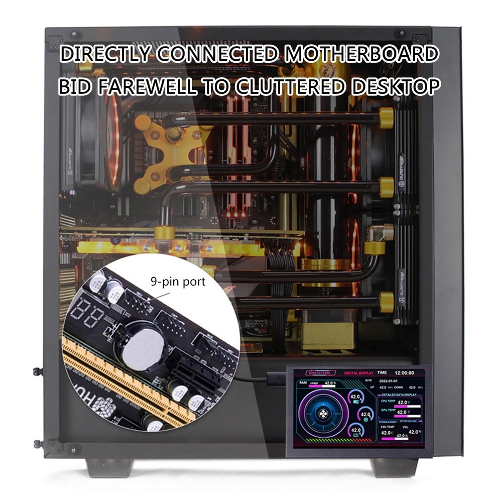5inch USB Screen USB C Secondary Screen PC CPU Data Monitors Computer Tempera...