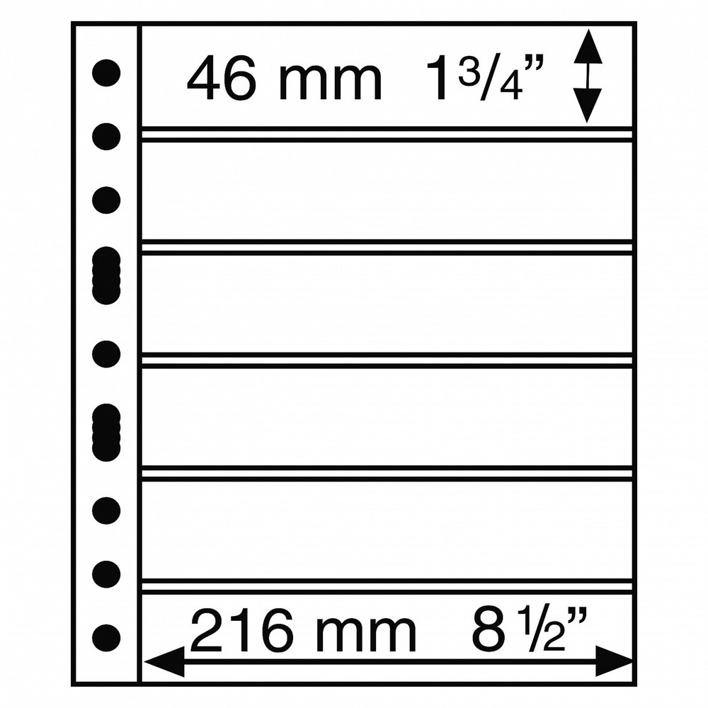 Lighthouse Grande 6 Row Strips Stamp Pages Archival Quality 5 Black Double Sheet