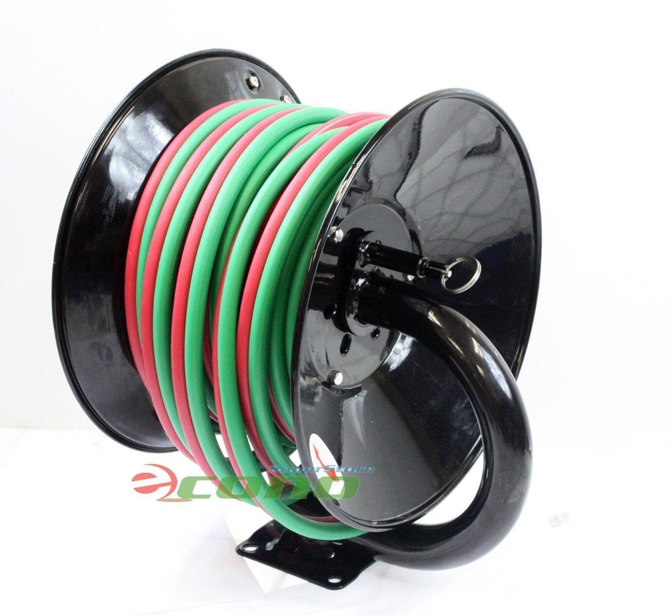 Manual 100ft Welding Hose Reel Mount w/Twin Oxy Acetylene 300psi 100' Weld Hoses