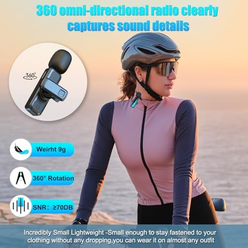 Wireless Lavalier Microphone for iPhone/Android/Camera/PC, Featuring a 3-in-1