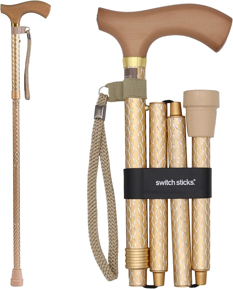 Stylish Adjustable Folding Walking Cane - 32-37" - Lightweight & Durable