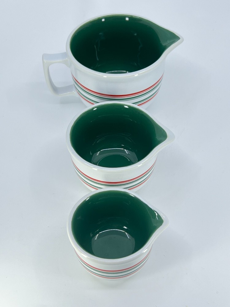 3pc Chantal Measuring Cups Nesting Bowls Stackable Striped 1 cup, .5 cup 1/4 cup