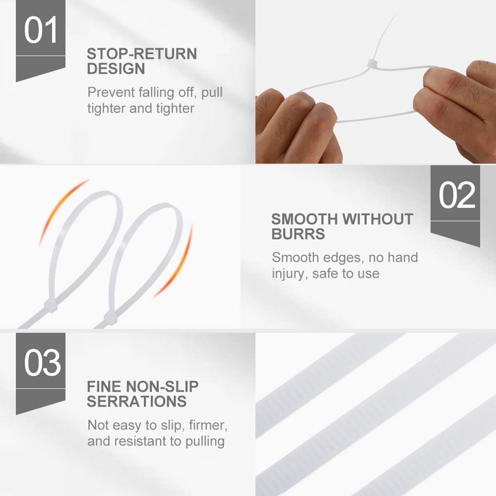 Self-locking Plastic Nylon Cable Zip Ties Mounts Wire Fasteners Cable Clips US