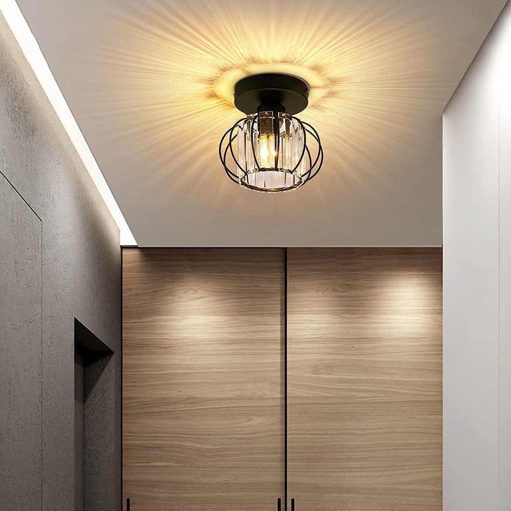 FRIXCHUR Black Modern Semi Flush Mount Ceiling Light Fixture Ceiling Light Sh...