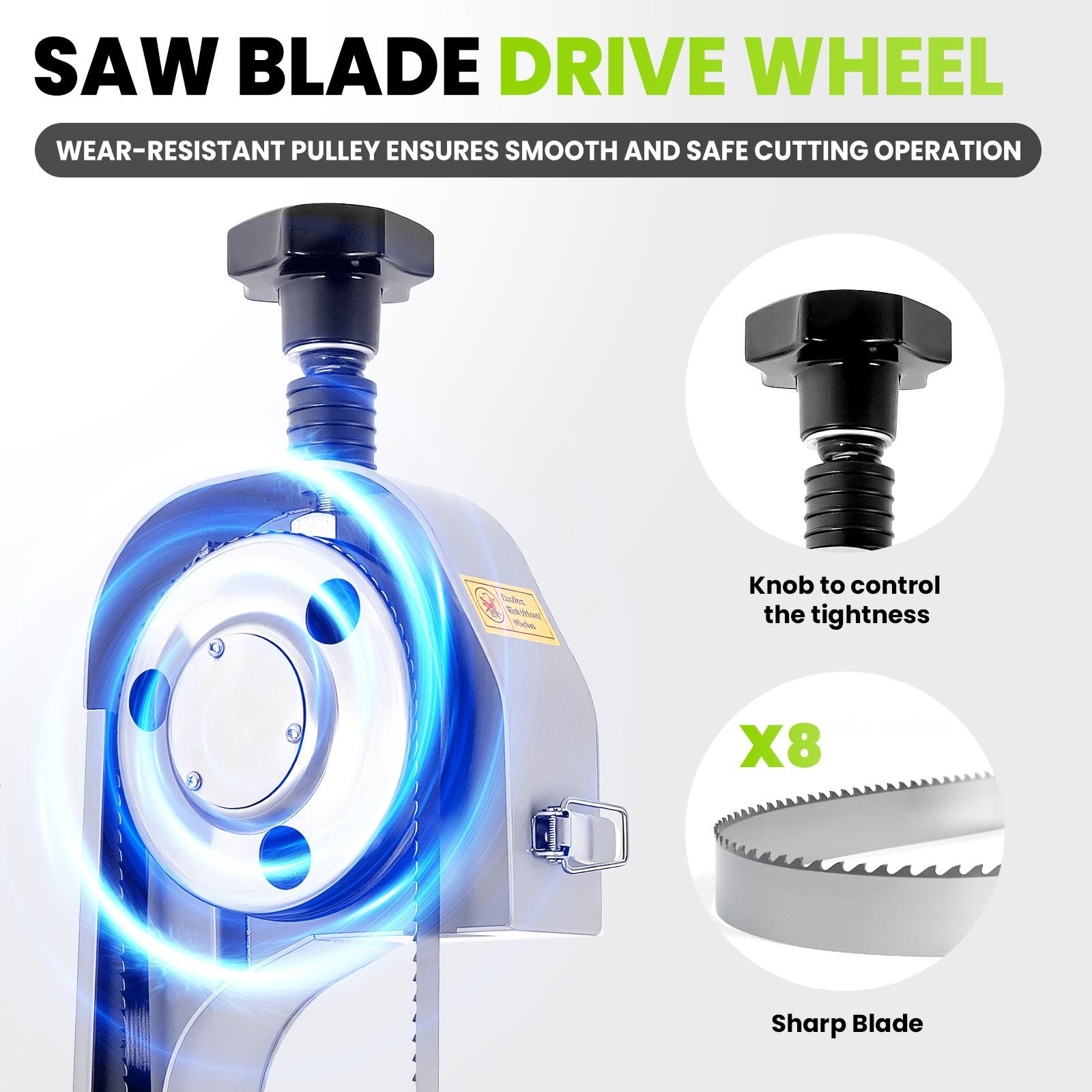 1500W Electric Bone Saw Machine w/Stand,Bone&Meat Bandsaw Machine w/8Sharp Blade