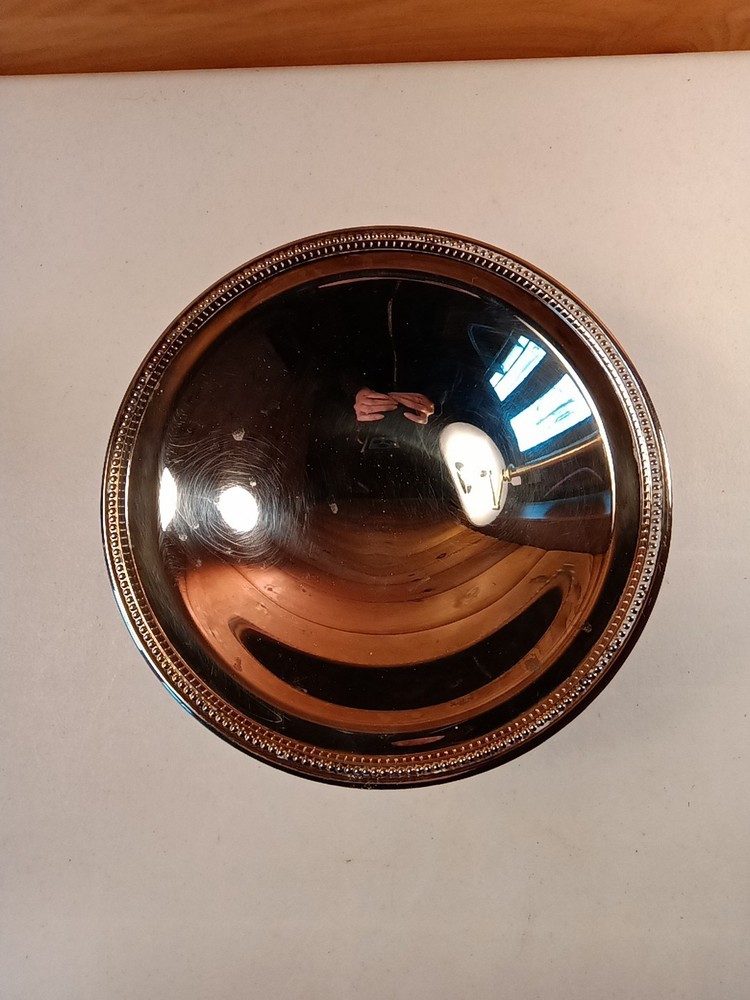 Vintage Jefferson Oneida Silverplate Compote Beaded Edge Trim With Original Box