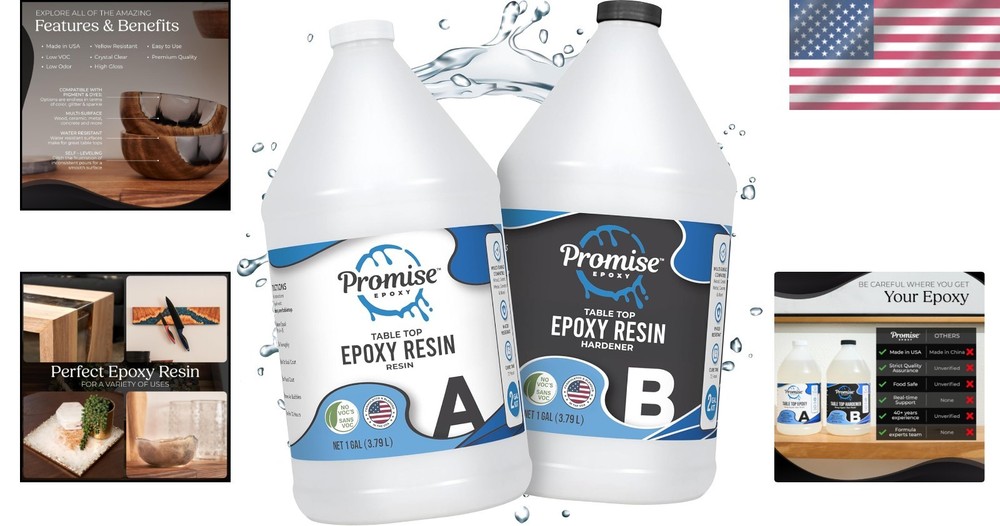 Versatile 2 Gallon Epoxy Resin | Self-Leveling, High Gloss for Table Tops & Arts