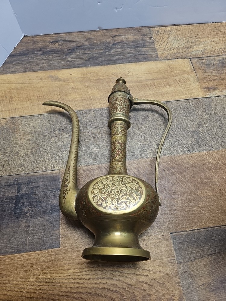 Vintage Middle Eastern Brass Tea Pot Pitcher