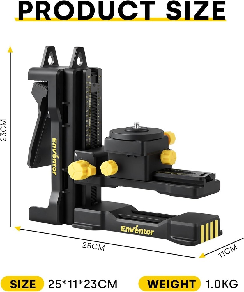 360° Adjustable Magnetic Laser Level Bracket with Auxiliary Clip for Stability