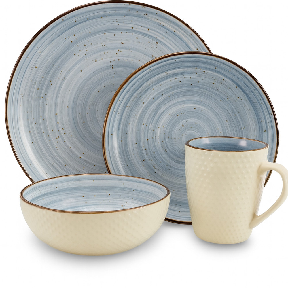 Elama Mellow 4-Piece Dinnerware Set in Powder Blue