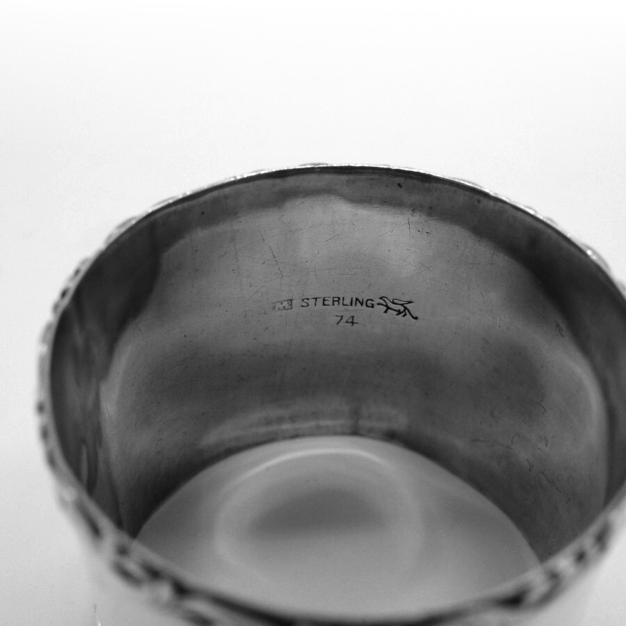 Scroll Border Napkin Ring Sterling Silver Mono Mother