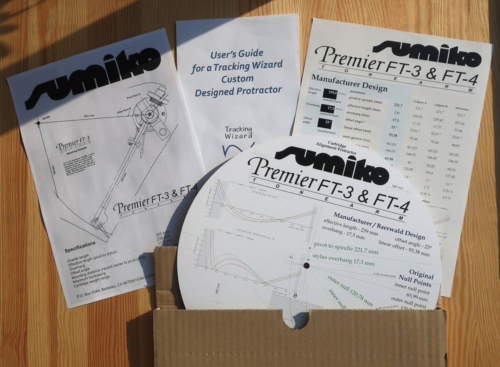 Sumiko Premier FT-3 & FT-4 Custom Designed Tonearm Stylus Alignment Protractor