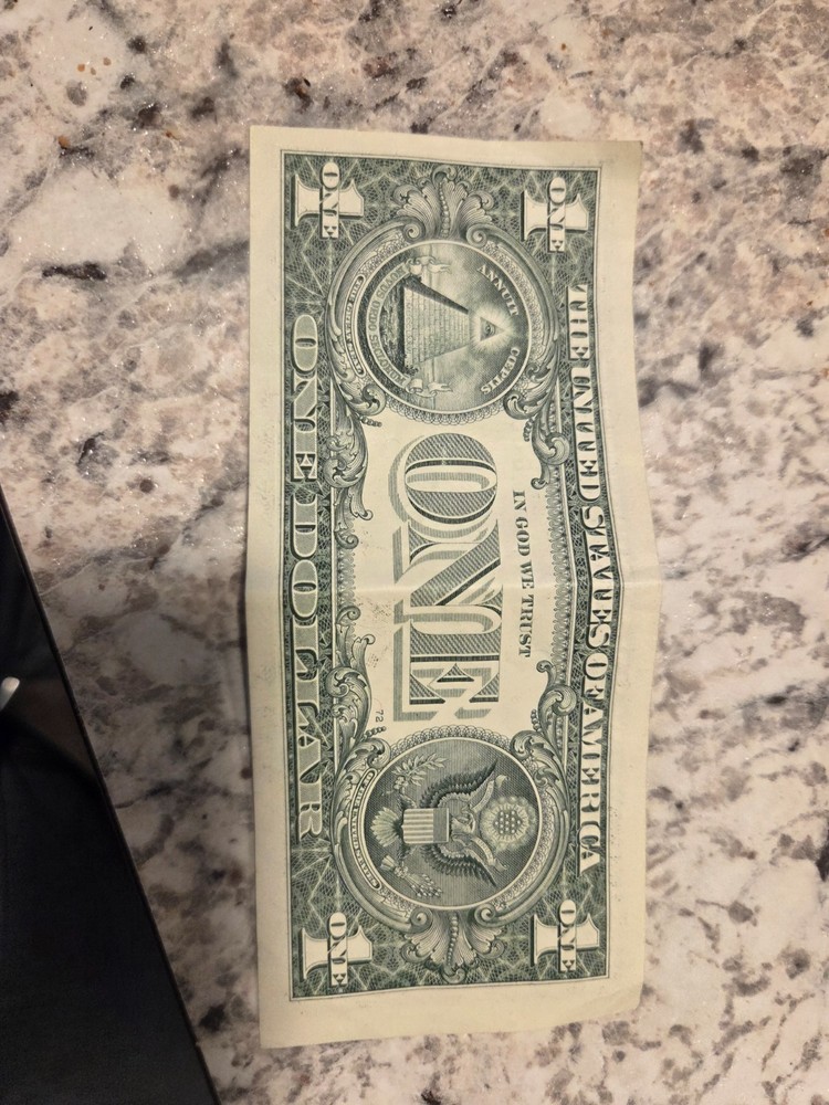 Rare 2021 $1 One Dollar Bill Error (misaligned Misprint Offset
