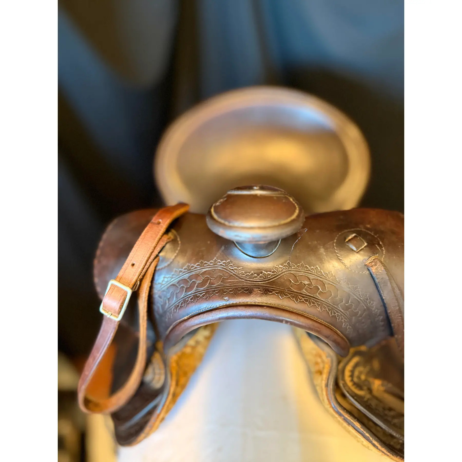 Vintage Collectors 1940s Keyston Bros Saddle Dark Oil Highback Beartrap 14” Seat