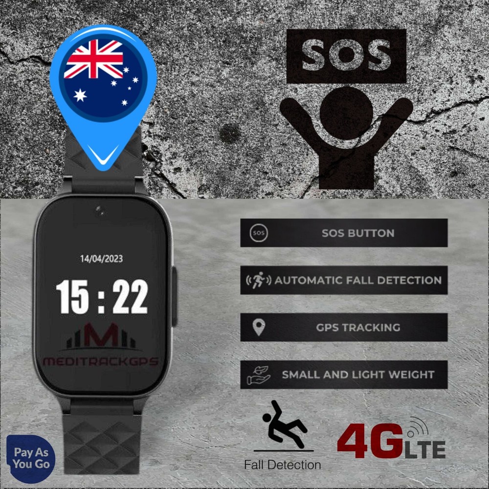 MediTrackGPS® 4G GPS Tracker Personal Elderly Senior Tracking Device Watch MT52