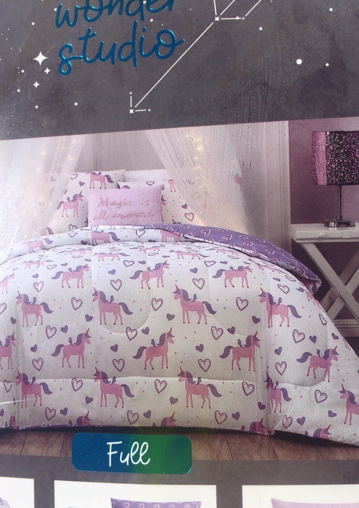 Wonder Studio, 4 Pc Unicorn + Heart | "Magic Is All Around" Full Comforter Set