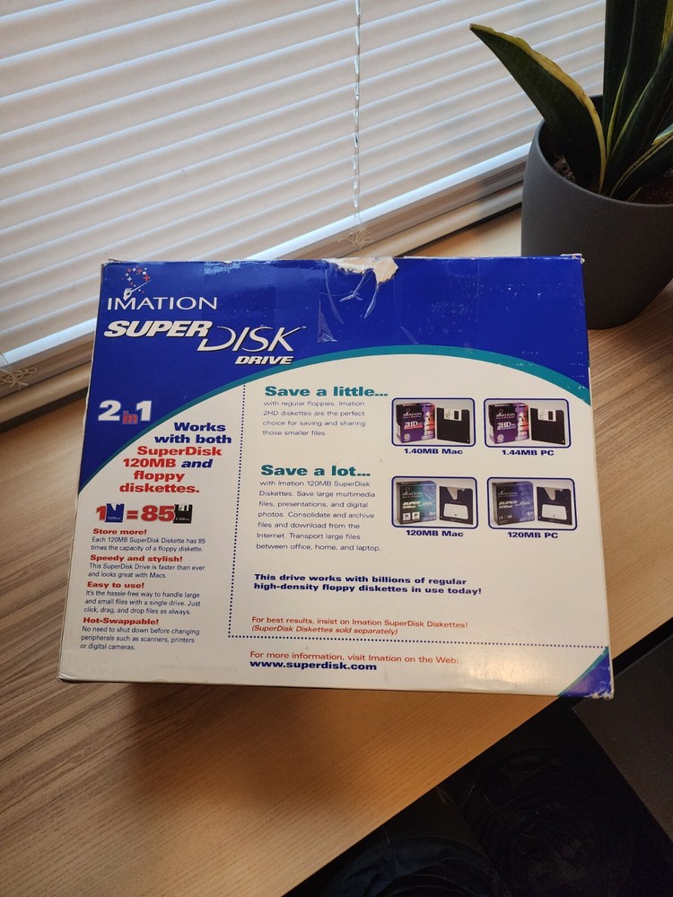Imation Super Disk Drive USB MAC 120MB Floppy Diskettes - New Open Box