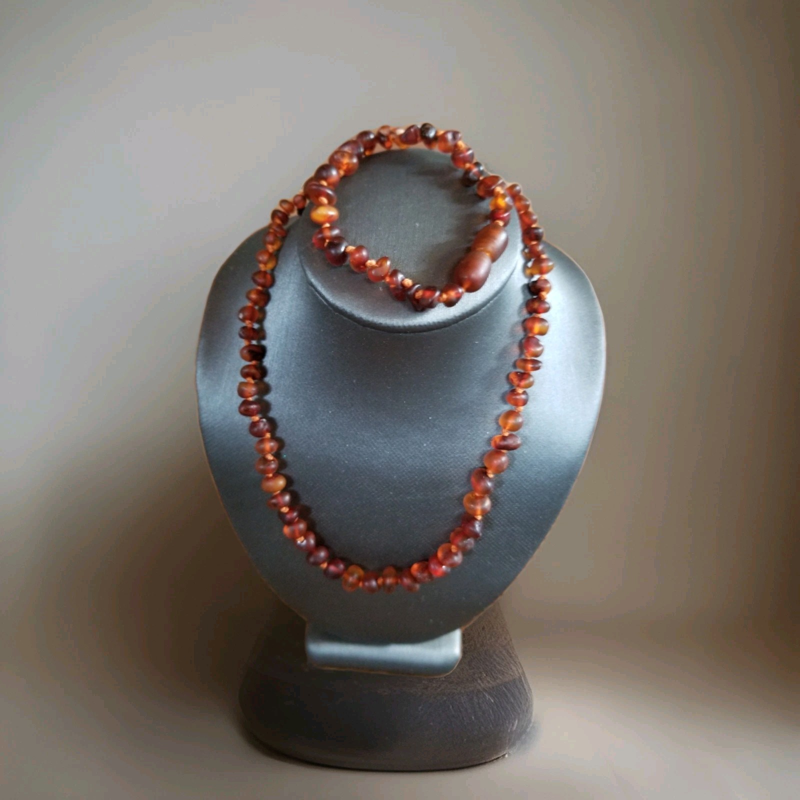 Puramber Genuine Baltic Origin Amber Necklace 12.5" and 5.5" Bracelet. New