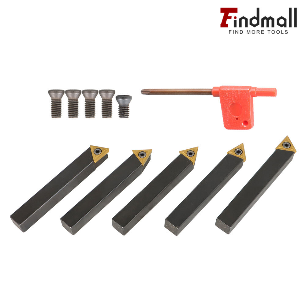 Findmall 5× Insert 1/2" Lathe Indexable Carbide Bits+Turning Tool Bit Holder Kit