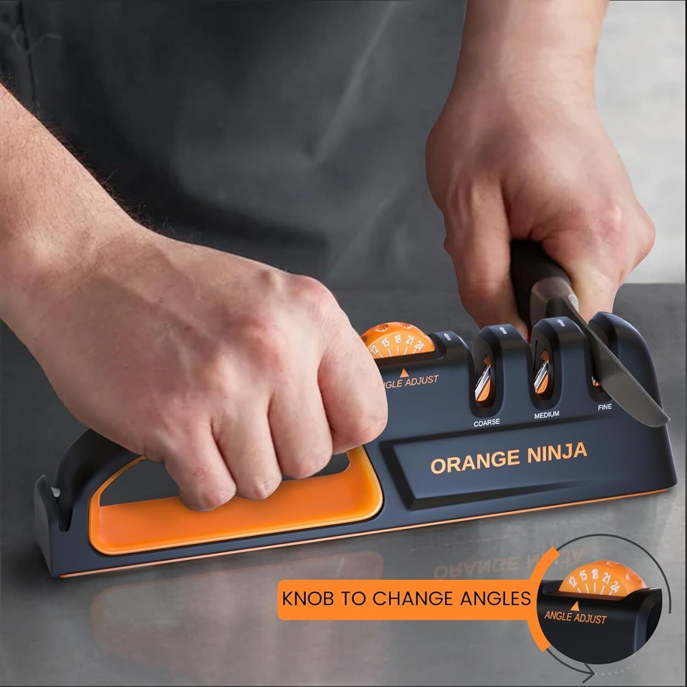 Knife Sharpener - 5 Adjustable Sharpening Angles - Handheld and Sharpener