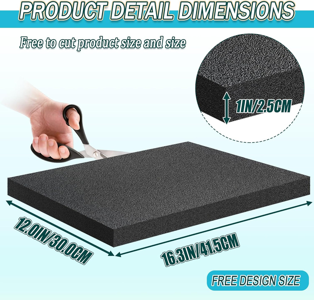 Black Packing Foam Sheets- 8PCS Cuttable Polyurethane Foam Pads Polyurethane Cus
