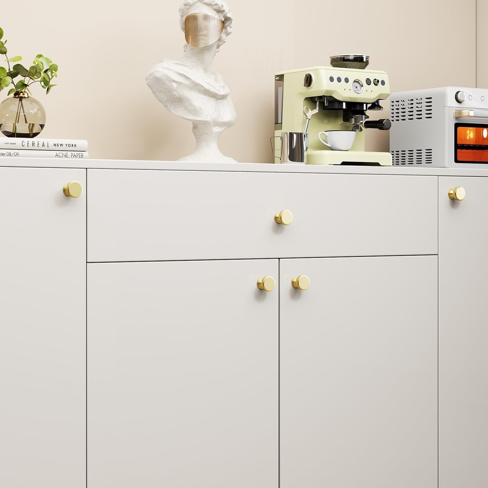 Haliwu 10 Pack Gold Cabinet Knobs Brushed Brass Drawer Knobs, Round Gold Cabi...