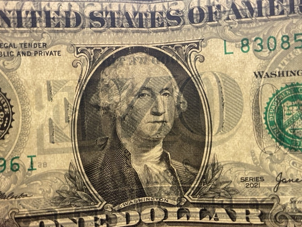 2021 X2 $1 Dollar Bills Ink Smear Bleed Through Errors From The Same Strap.