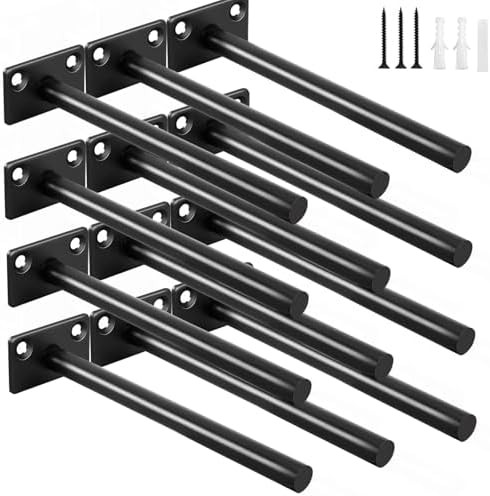 Black Solid Steel Floating Shelf Brackets Hidden Concealed Supports 12 Pack