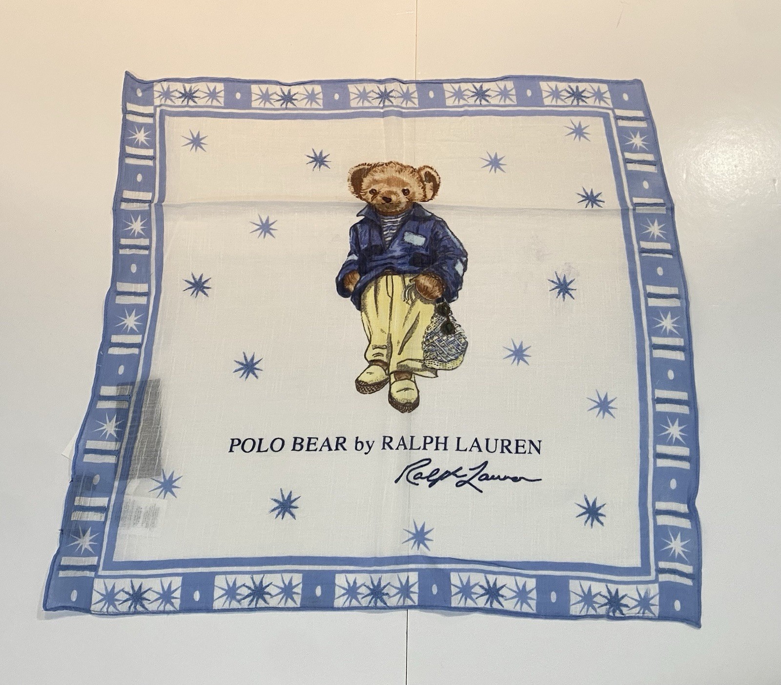 Polo Ralph Lauren Preppy Scarf Bandanna Bear Cream New W/Tags Women’s One Size