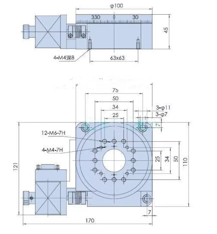 PX110-100 Electric Rotating Machine Optical Rotating Platform Rotation Stage