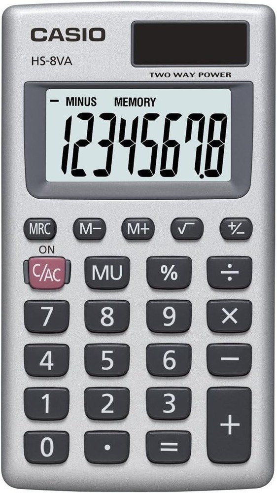 Casio HS-8VA Calculator : Solar Powered, Standard Function, Portable Calculator