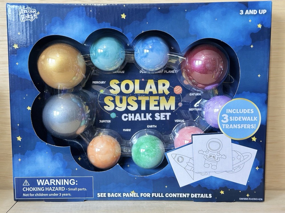 Anker Play Solar System Chalk Set- Includes Three Sidewalk Transfers Ages 3+