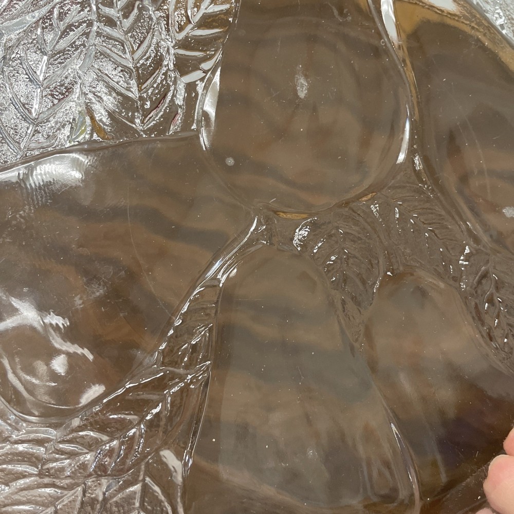 Clear Glass Serving Tray Pear Fruit Design