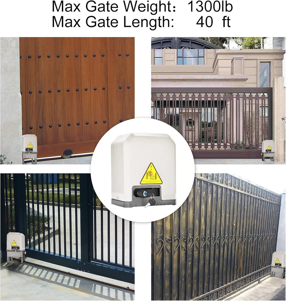 JIELI JY7 Automatic Sliding Gate Opener with 4 Remote Controls, Gate Operator...