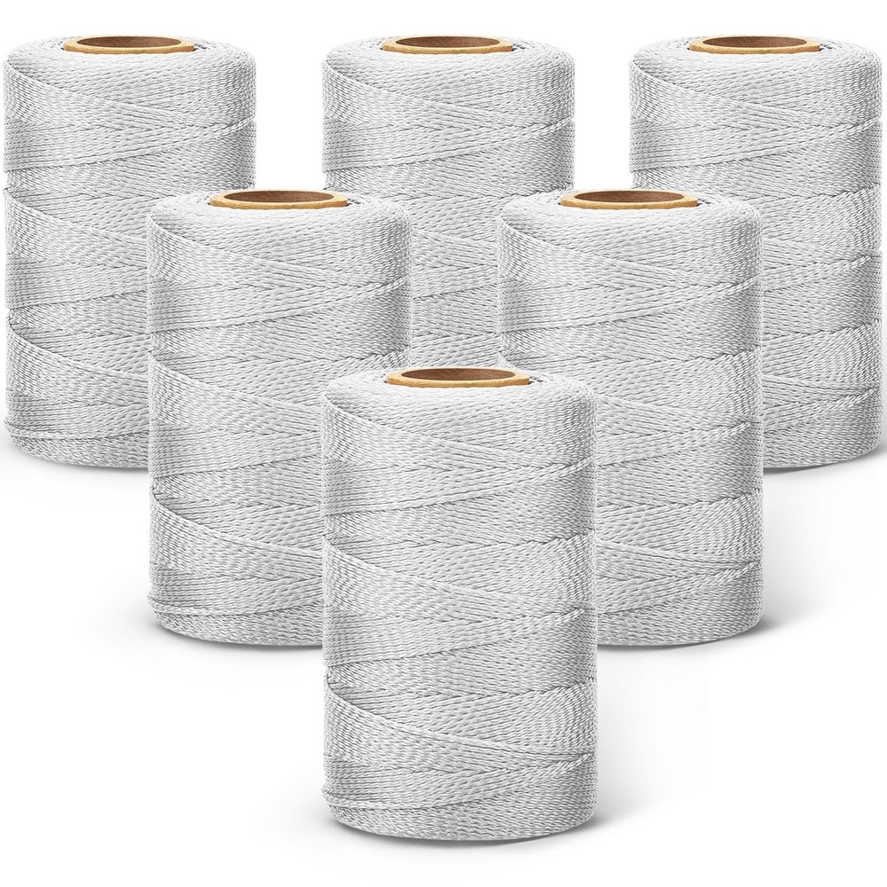 6 Roll Mason String Line #18, 500 ft Nylon Braided Construction String Line, ...