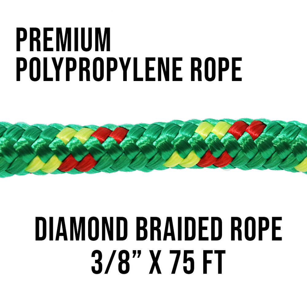 BXR 3/8" x 75' Utility Diamond Braided Polypropylene Multi Purpose Rope