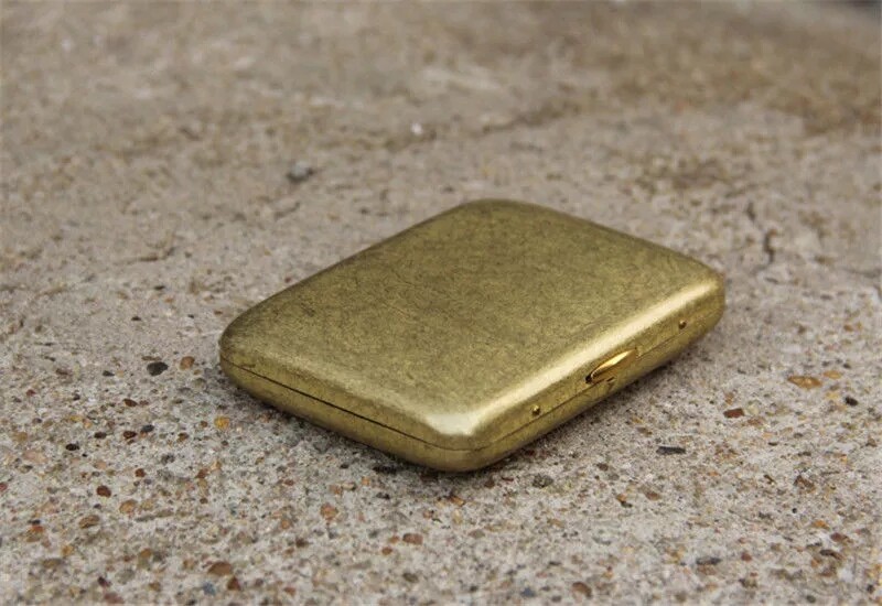 Vintage Solid Brass Copper Cigarette Case Holder Box Collectable Xmas Men Gift