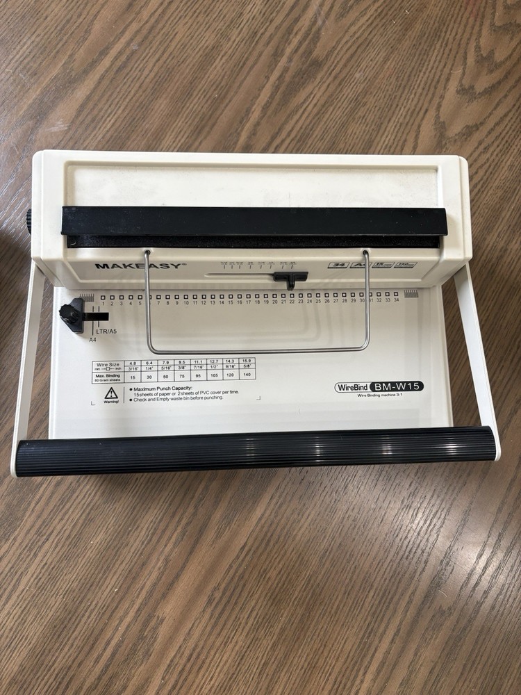 MAKEASY WireBind BM-W15 Wire Binding Machine 3:1 A4 34 Hole Punch Manual