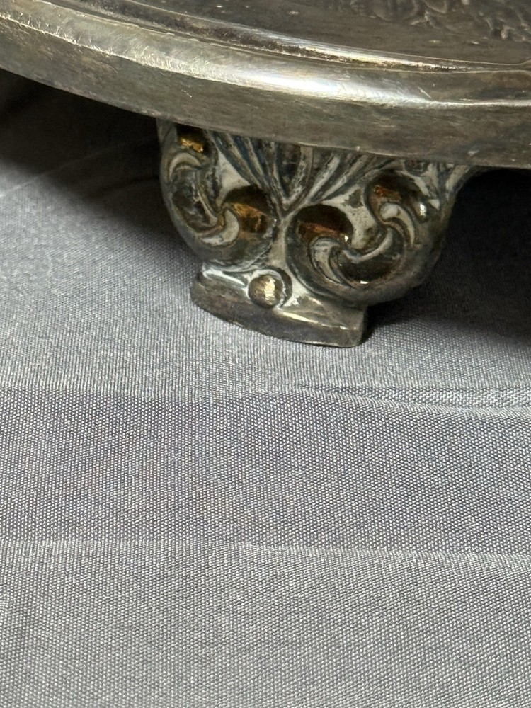 Antique EPNS Silverplate Footed Tray 28.75” Venetian Scroll Pattern
