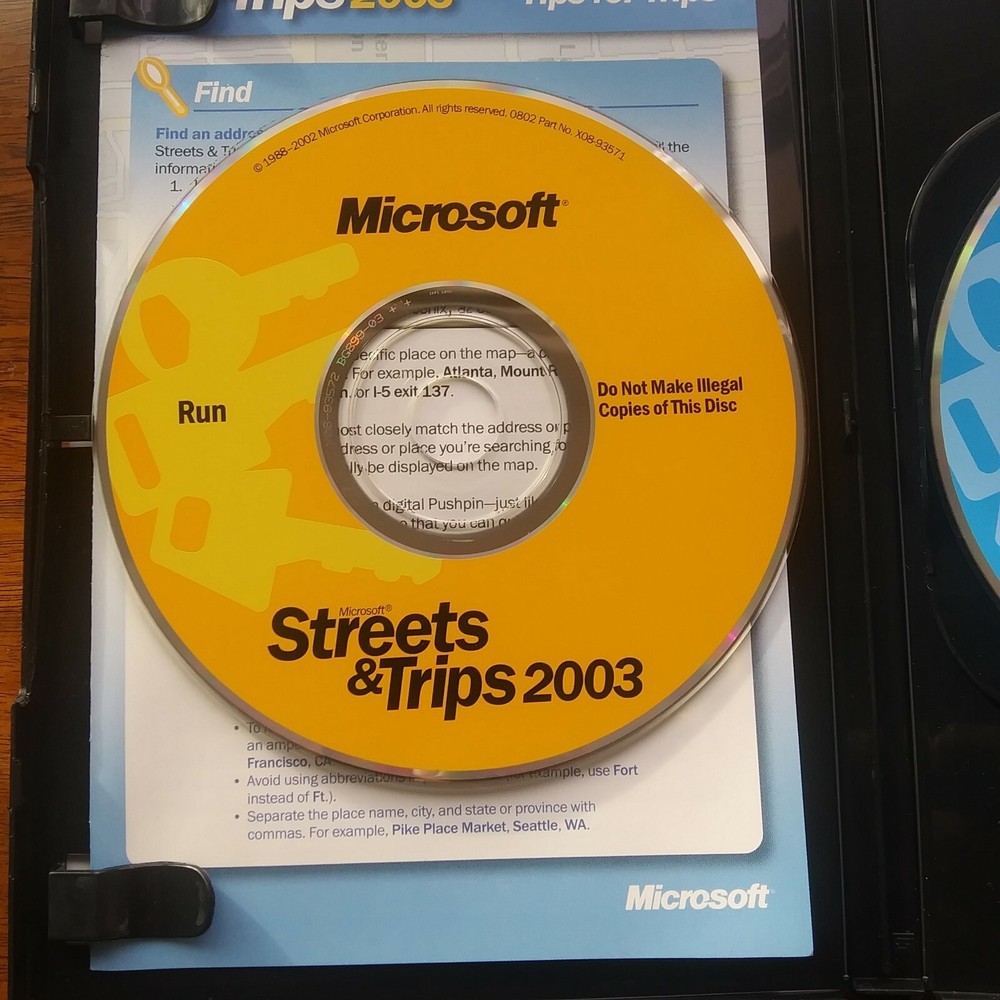 Microsoft Streets & Trips 2003 Map Software