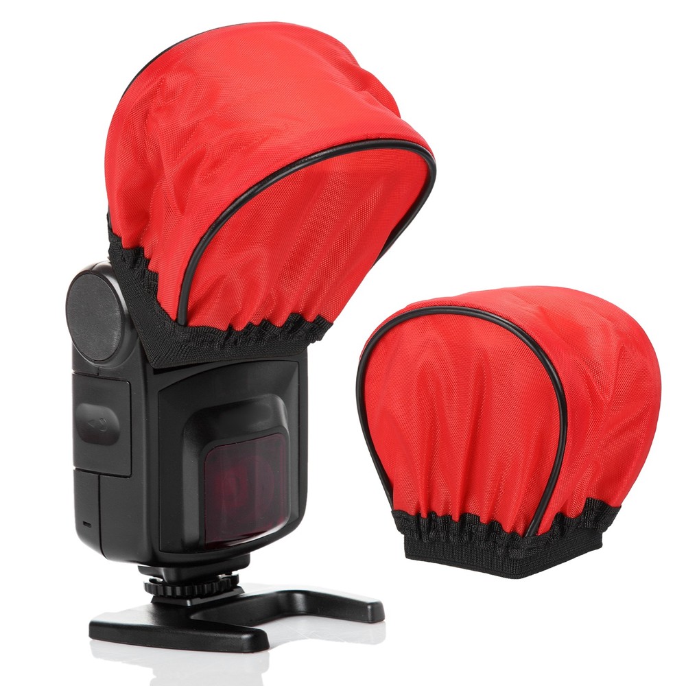 4pcs 3.7" x 3.5" Soft Mini Flash Bounce Diffuser Cap, for Flashlight, Red