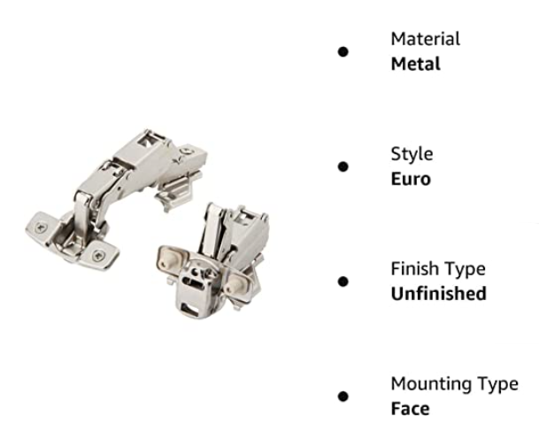 Silverline Lazy Susan Corner Hinge Clip On 165 Angle with Face Frame Base Plate